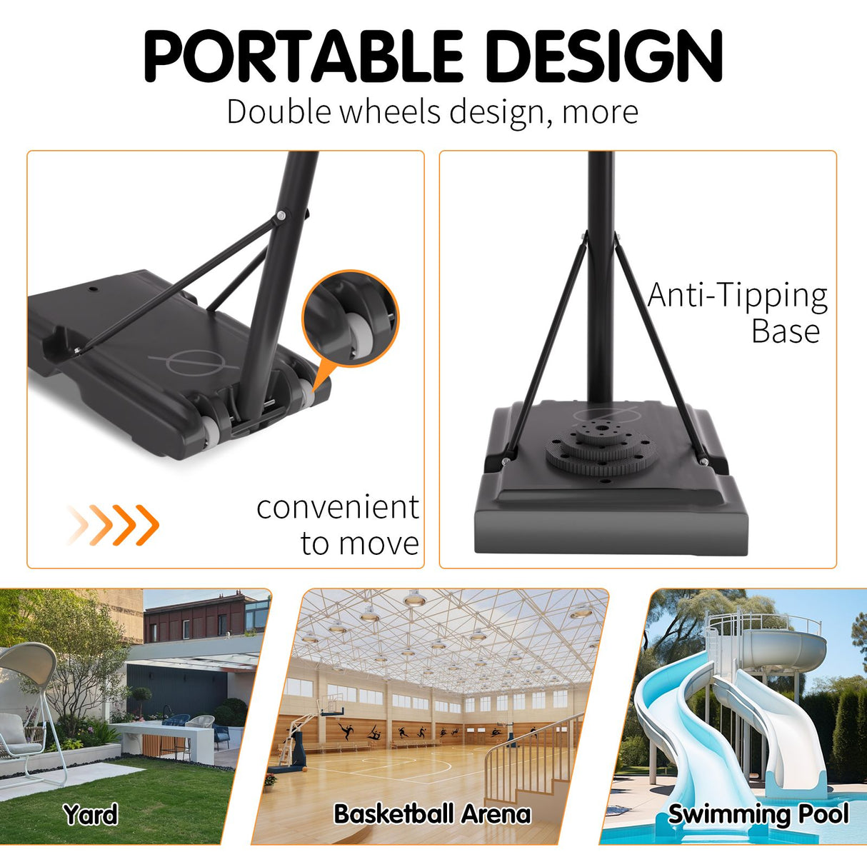 Basketball Hoop Basketball System 4.76-10ft Height Adjustable with 4 Basketball, Net Pocket, Inflator Set - V.I.P Digital Presence