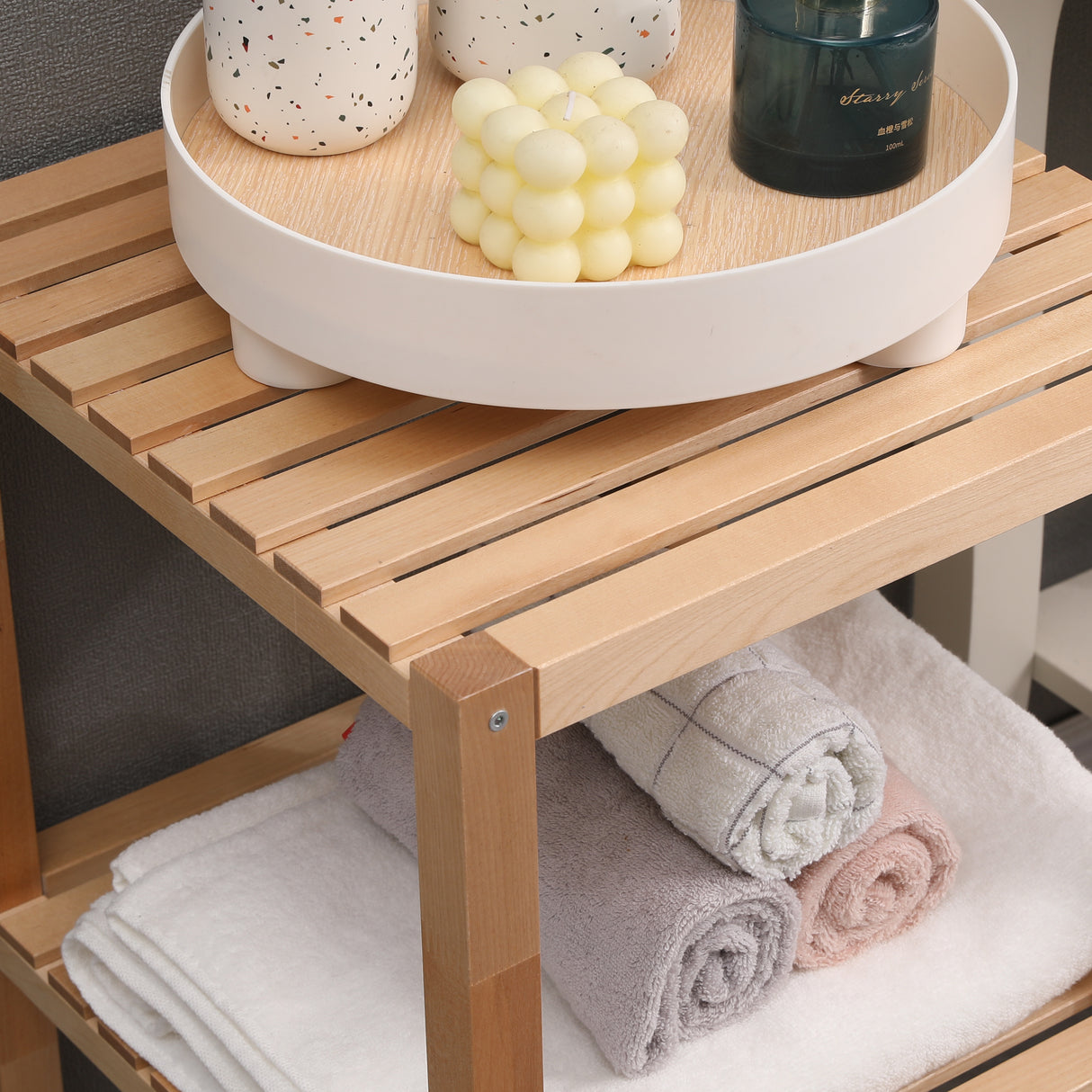 2-Tier Birch Bathroom Shelf, Narrow Shelving Unit, Multifunctional Storage Rack, Corner Rack, for Kitchen Natural - V.I.P Digital Presence