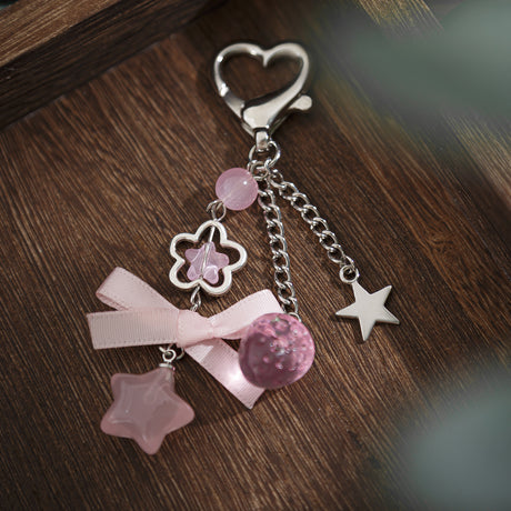 Small Fresh Bow Special Secret Chain Keychain Pentagram Alloy Glass Bead Pendant - V.I.P Digital Presence
