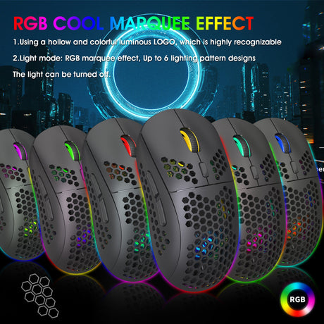 Hole hollow lightweight wireless 2.4G charging gaming mouse RGB luminous office mechanical mouse - V.I.P Digital Presence