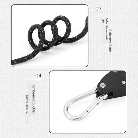 Camping Tent Tie Down Rope Tightener Fastening Pulley Ratchet Hangers Awning Rope Hook Canopy Buckle Rope Tightening Straps Tool - V.I.P Digital Presence