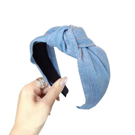 New Fashion Denim Hairband Wide Side Headband Center Knot Headwear Soft Turban Hair Accessories - V.I.P Digital Presence