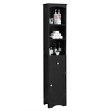 Tall Bathroom Cabinet, Freestanding Storage Cabinet with Drawer, MDF Board, Adjustable Shelf, Black - V.I.P Digital Presence