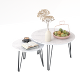 27.56'' Round Nesting Coffee Table Set of 2, Circular Nesting End Table Set Sturdy Metal Base for Living Room, bedroom, White - V.I.P Digital Presence