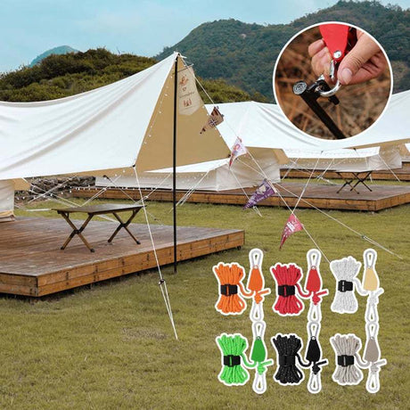 Camping Tent Tie Down Rope Tightener Fastening Pulley Ratchet Hangers Awning Rope Hook Canopy Buckle Rope Tightening Straps Tool - V.I.P Digital Presence