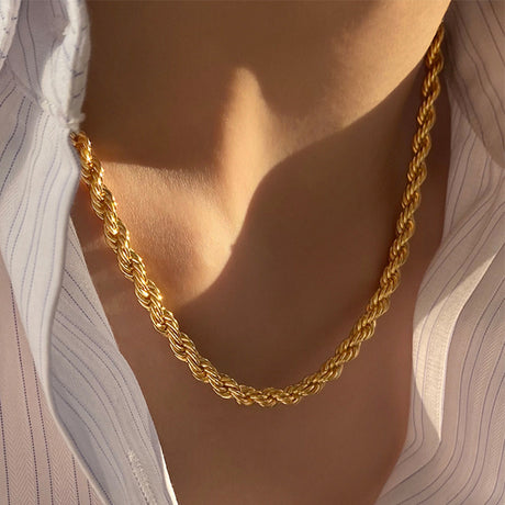 Hip hop gold Fried Dough Twists chain thick bracelet small jewelry chain - V.I.P Digital Presence