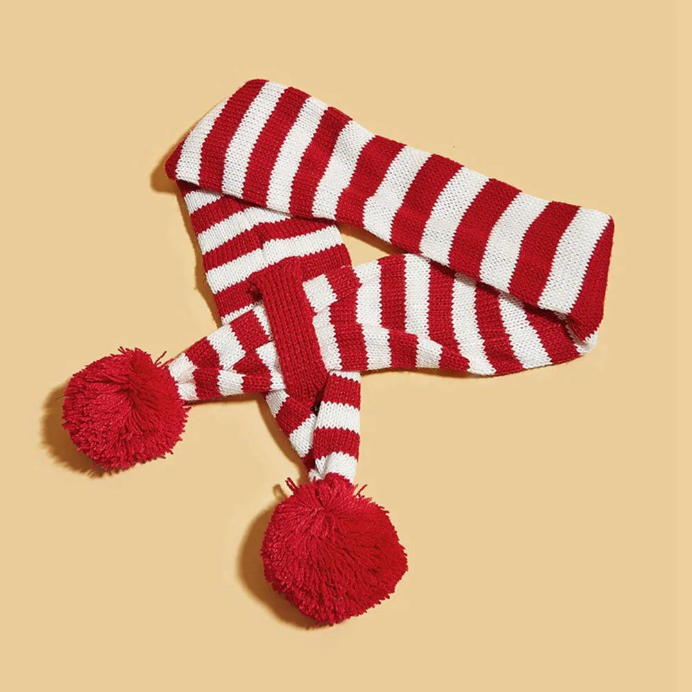 Christmas Dog Scarf Knitted Elk Scarf Striped Hair Ball Pet Scarf Outdoor Winter Warm Cat Dog Scarves Puppy Collar Pet Supplies - V.I.P Digital Presence