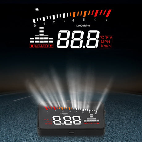 X5 Car HUD Head Up Display OBD II EOBD Automatic Matching Overspeed Warning System Projector Windshield Car Voltage Speed Alarm - V.I.P Digital Presence