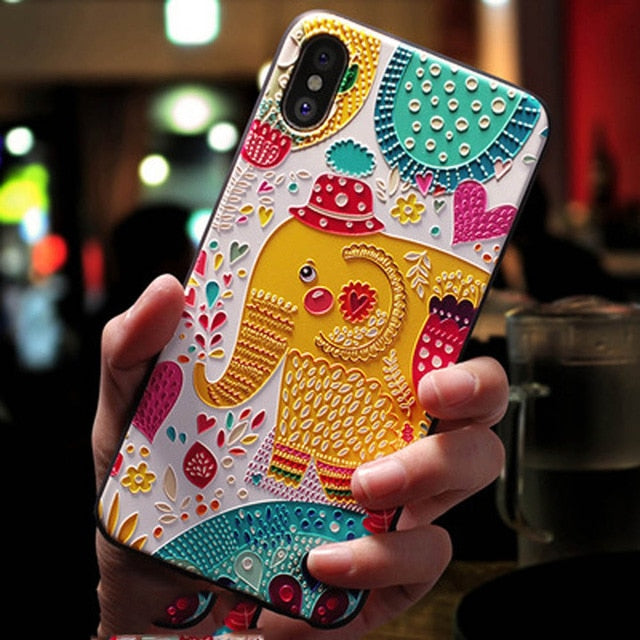 Eqvvol Cute 3D Emboss Cartoon Patterned Phone Case For iphone X 8 7 6 6S Plus Cases Soft Silicone Cover For iphone 5 5s SE Coque - V.I.P Digital Presence
