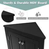 Black Triangle Bathroom Storage Cabinet with Adjustable Shelves, Freestanding Floor Cabinet for Home Kitchen - V.I.P Digital Presence