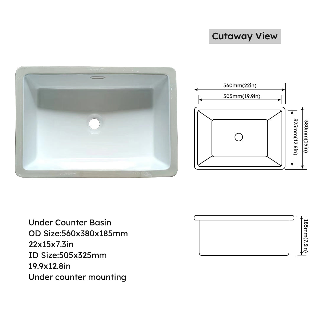 43 inch marble countertop with base rectangular central sink and 4-inch high splash guard, pre drilled 8-inch faucet hole ，white - V.I.P Digital Presence
