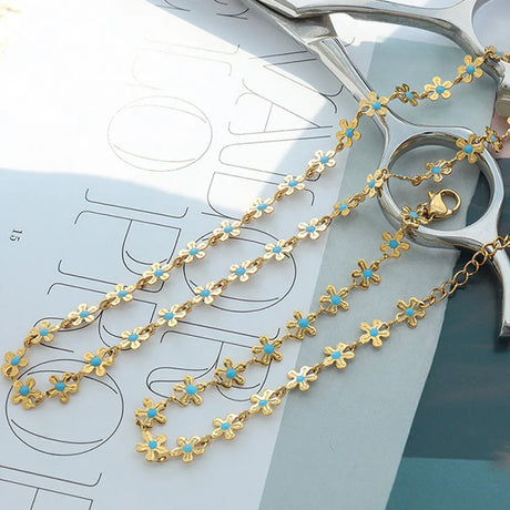 Golden Flower Blue Drip Oil Bracelet - V.I.P Digital Presence