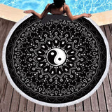3d Bohemian Tai Chi Animal Digital Print Round Ribbon Beach Towel Swimming Yoga Picnic Mat Bikini Covered Napkin