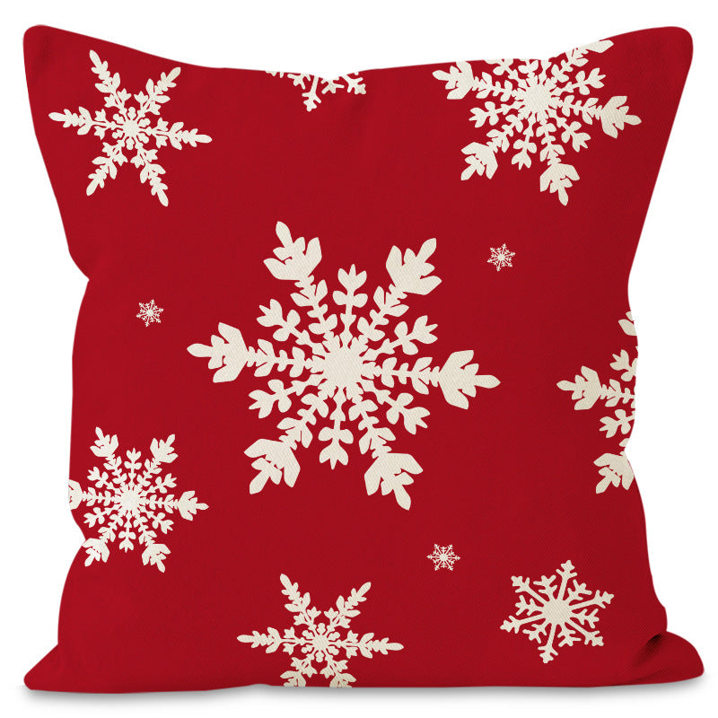 Christmas Snowflake Pillow Cover Linen Checkered Letter Printed Pillow Cover Christmas Theme Cushion Cover - V.I.P Digital Presence