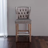 A&A Furniture Counter Height Bar Stools Upholstered 27" Seat Height Barstools Wingback Breakfast Chairs