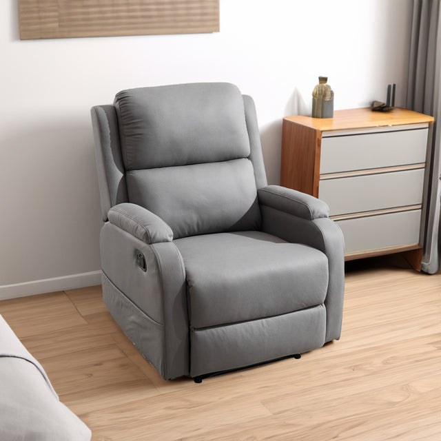 PU leather recliner massage chair with adjustable leg positions at the back, easy to reach side buttons - gray - V.I.P Digital Presence