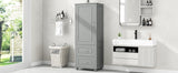Tall Bathroom Storage Cabinet, Freestanding Storage Cabinet with Two Drawers and Adjustable Shelf, MDF Board , Grey - V.I.P Digital Presence