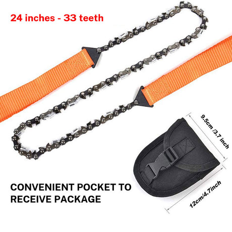 Outdoor hand zipper saw pocket chain saw garden tools 11/16/33 teeth 24 inch portable camping survival wire saw - V.I.P Digital Presence