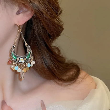 Rhinestone Resin Alloy Dangle Earrings - V.I.P Digital Presence