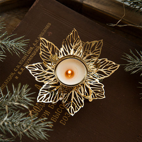 Christmas Golden Iron Candlestick Desktop Decoration Christmas Day Snowflake Decorations Table Arrangement - V.I.P Digital Presence