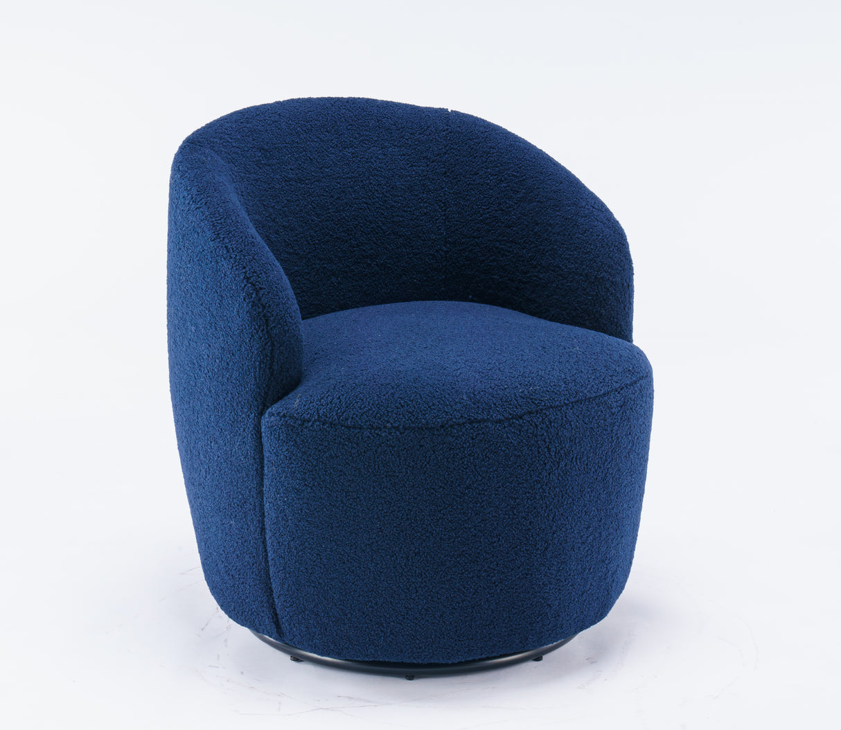 Teddy Fabric Swivel Accent Armchair Barrel Chair With Black Powder Coating Metal Ring Dark Blue - V.I.P Digital Presence