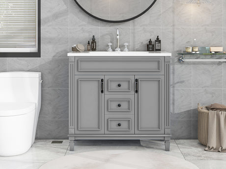 36'' Bathroom Vanity with Top Sink, Modern Bathroom Storage Cabinet with 2 Soft Closing Doors and 2 Drawers, Single Sink Bathroo - V.I.P Digital Presence