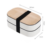 Japanese style simple bamboo lid double-layer sealed portable lunch box bento box with tableware - V.I.P Digital Presence