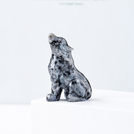Natural crystal wolf cub carving piece, crystal animal raw stone, mineral specimen, home decoration ornament - V.I.P Digital Presence