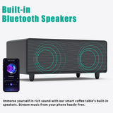 Modern Smart Coffee Table with Built-in Fridge, Bluetooth Speaker, Wireless Charging, Touch Control Panel, USB Interface Black - V.I.P Digital Presence