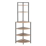 6-story corner open bookshelf modern bookshelf wooden frame independent bookshelf unit, country brown - V.I.P Digital Presence