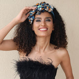 Fashionable leaf pattern fabric oversized flower headband - V.I.P Digital Presence