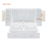 Large Murphy bed wall mounted bed with drawers, 2 storage cabinets, 1 set of sockets and USB ports, white - V.I.P Digital Presence