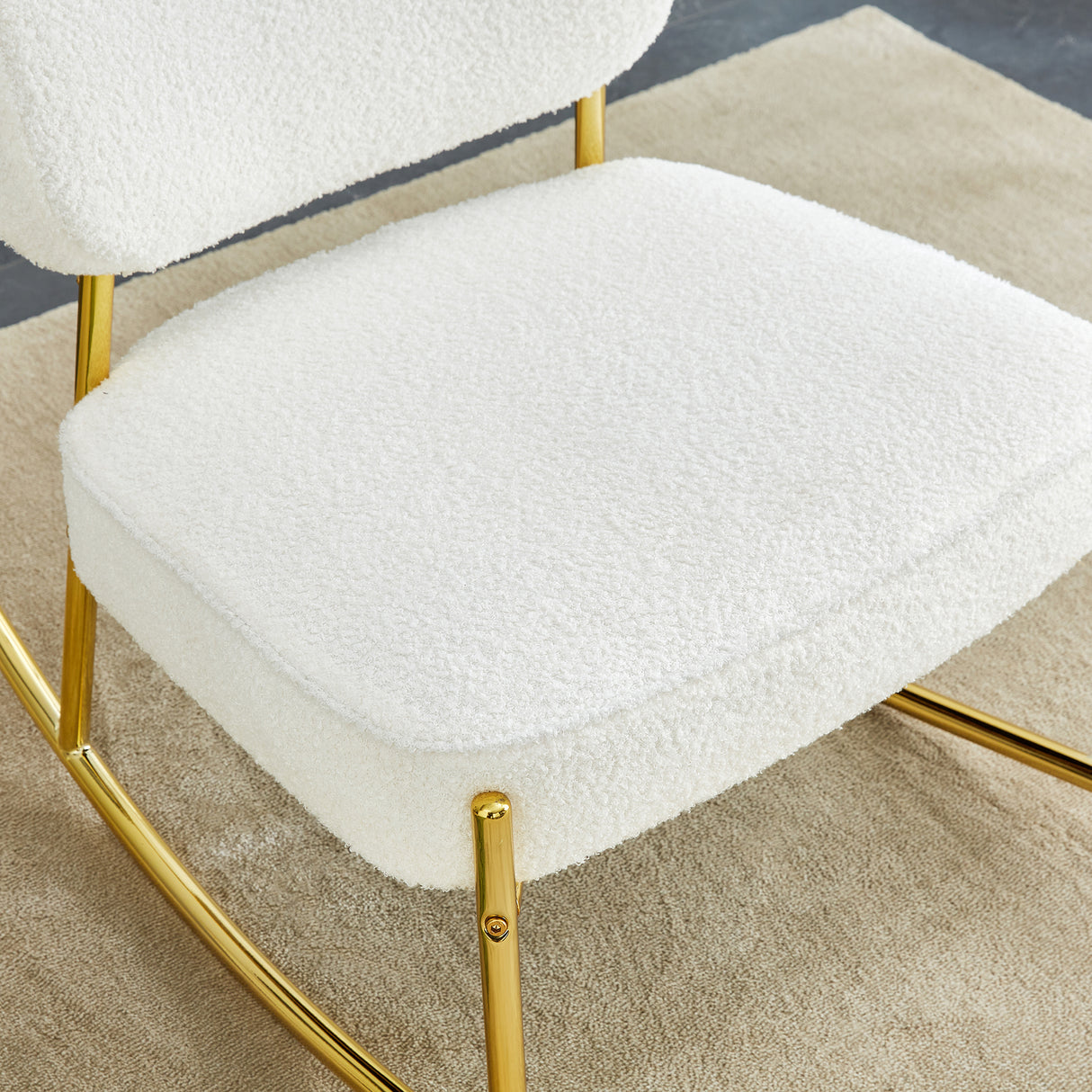 Teddy suede material cushioned rocking chair unique rocking chair cushioned seat