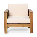 ( Set of 2) Outdoor Acacia Wood Club Chairs with Cushions, Teak+Beige, 27.75"D x 32"W x 27.75"H - V.I.P Digital Presence