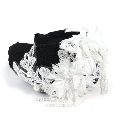 Hand embroidered three-dimensional simulation crystal flower headband pearl headband - V.I.P Digital Presence