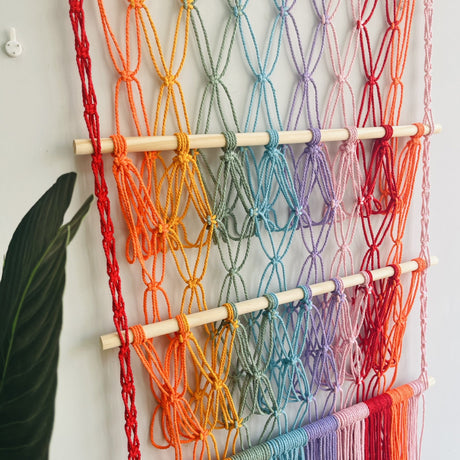 Simple decoration of shelves for children's rooms book ornaments wooden sticks 3-layer plush Bohemian toy storage net bag - V.I.P Digital Presence