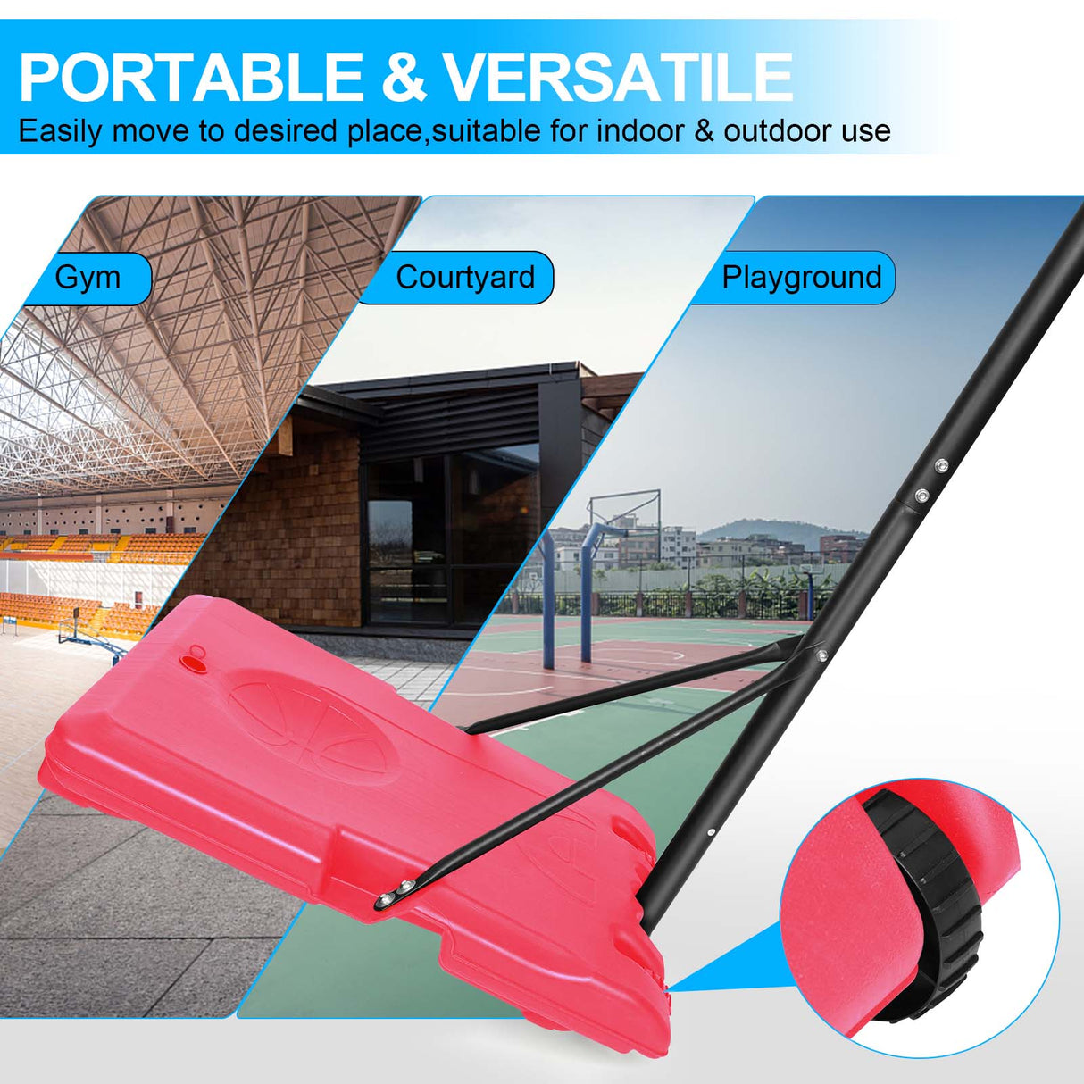 Portable Basketball Goal System with Stable Base and Wheels use for Indoor Outdoor teenagers youth - V.I.P Digital Presence