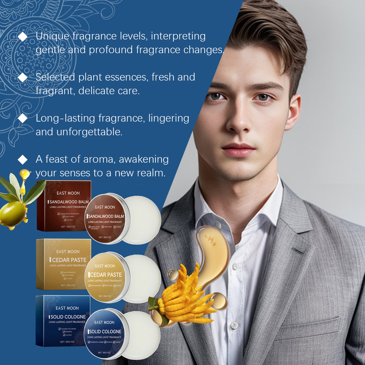 Solid Balm Men's Charm Solid Balm Fresh Natural Long-Lasting Fragrance Balm - V.I.P Digital Presence