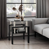 1-Piece Modern Tempered Glass Tea Table Coffee Table End Table, Square Table for Living Room, Black - V.I.P Digital Presence