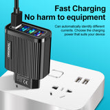 Luminous 4 USB mobile phone charging head, European and American standard travel charger, striped USB smart tablet charger - V.I.P Digital Presence