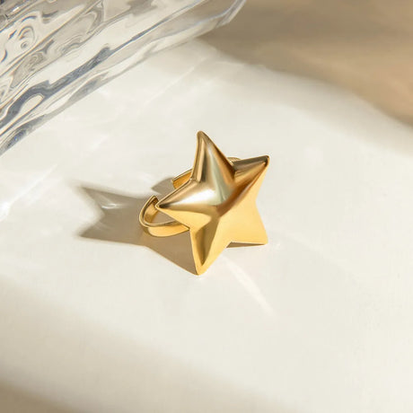 18K Gold-Plated Stainless Steel Star Ring - V.I.P Digital Presence