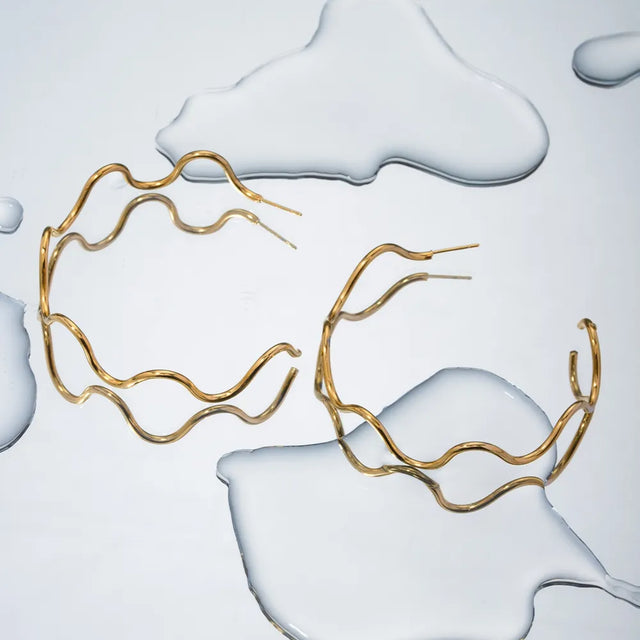 Stainless Steel Wave Shape C-Hoop Earrings - V.I.P Digital Presence