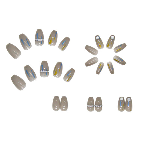 Transparent Gray Manicure Niche High-End Square Drill Wearing Nails Fake Nails Removable Nail Stickers Nail Stickers Finished Nails - V.I.P Digital Presence