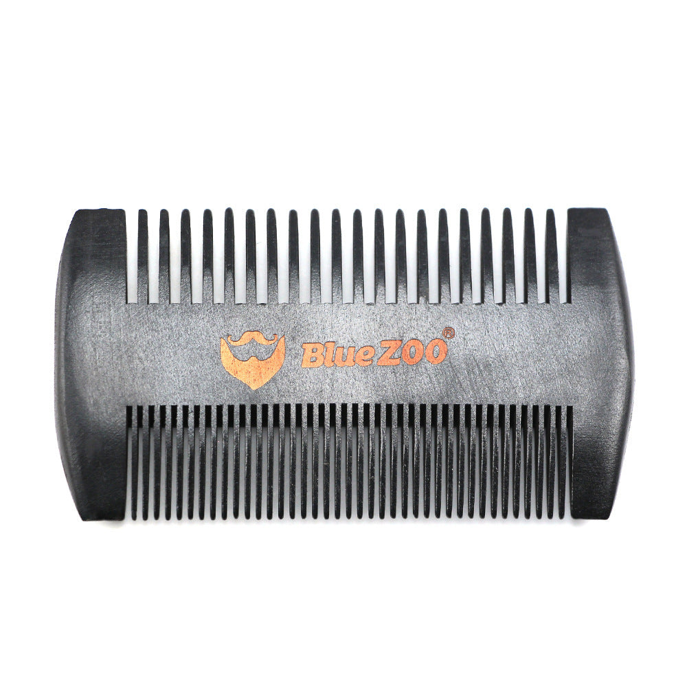 Black Spray Painted Pear Wood Bluezoo Double Sided Beard Comb Beard Portable Comb Care - V.I.P Digital Presence
