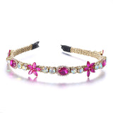 Crystal flower set with colorful glass diamond fine edge hair hoop - V.I.P Digital Presence