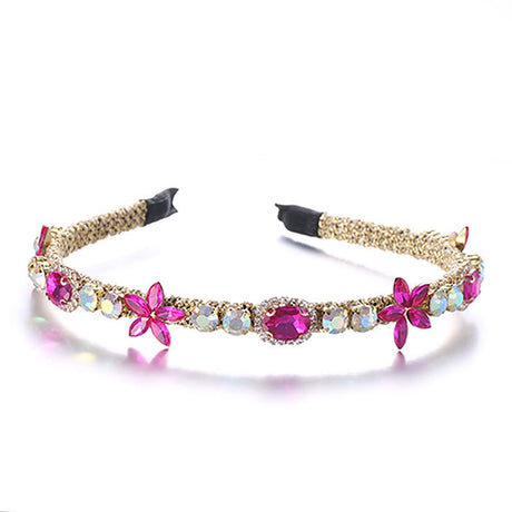 Crystal flower set with colorful glass diamond fine edge hair hoop - V.I.P Digital Presence