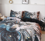 3D digital printing wolf warrior quilt cover three piece bedding home textile