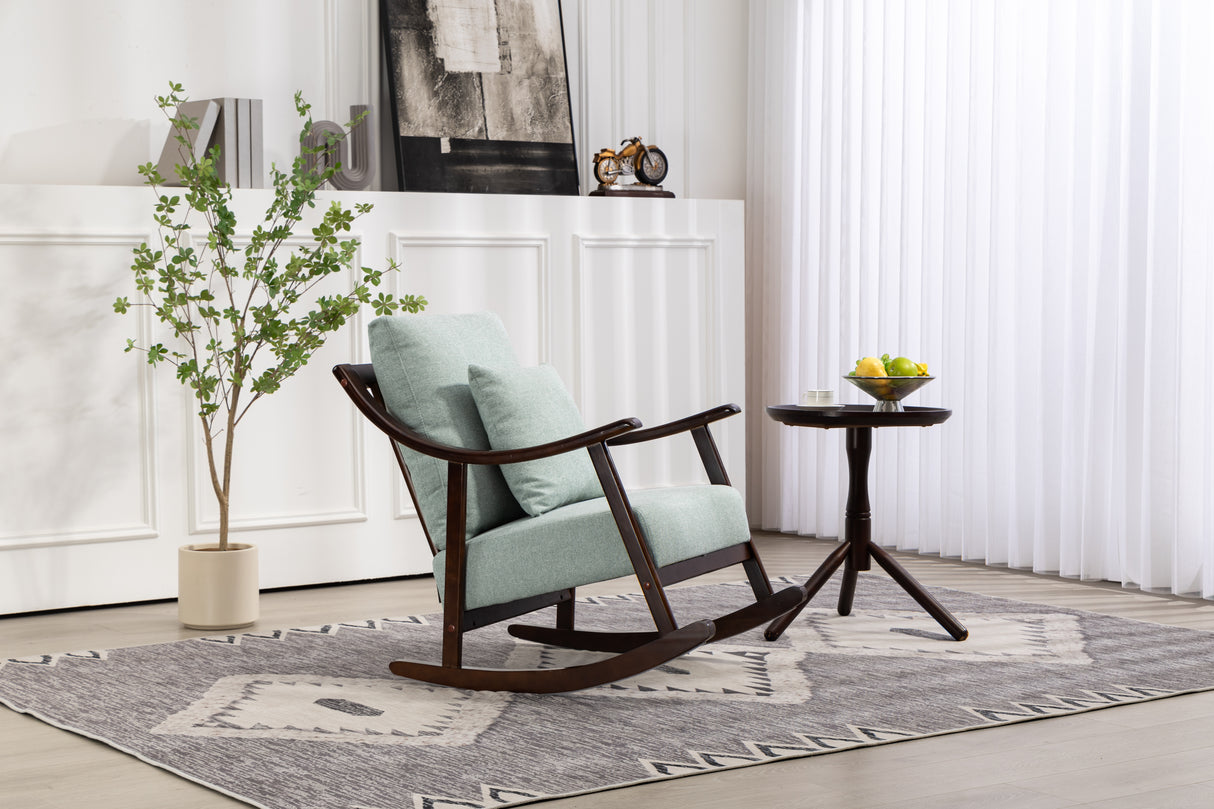 woven fabric Mid Century Modern Accent Chairs Comfy Upholstered Glider Arm Chair with Solid Wood for Living Room Bedroom Balcony - V.I.P Digital Presence