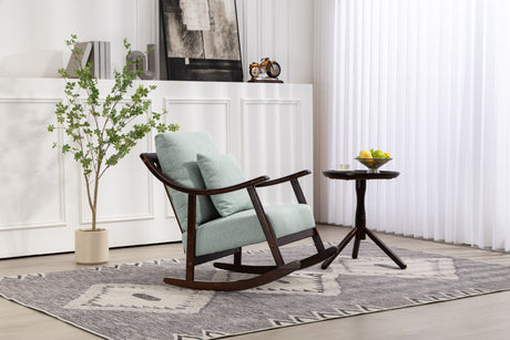 woven fabric Mid Century Modern Accent Chairs Comfy Upholstered Glider Arm Chair with Solid Wood for Living Room Bedroom Balcony - V.I.P Digital Presence