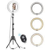 Anillo de luz LED Rovtop de 10 pulgadas y 26 cm con soporte para selfies, trípode y soporte para teléfono de iPhone para fotografía de video.